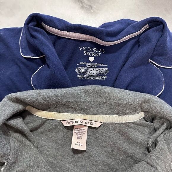 Victoria's Secret Womens Sleepwear Top Bundled Set Button Front Blue Gray L/M - Picture 2 of 3